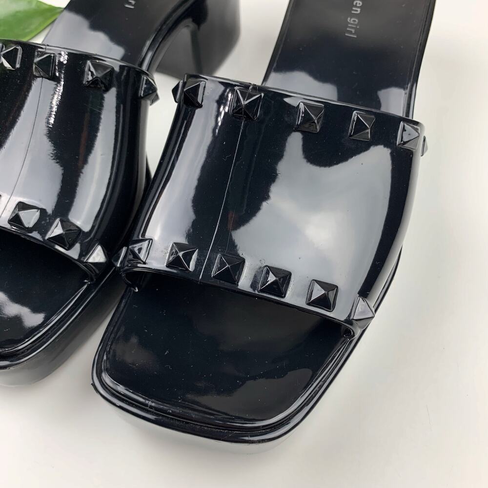 Madden Girl Paccer Sandals Chunky Black Jelly Platform Slides Women's 8.5 - Picture 3 of 11